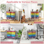 Happygrill 12-Drawer Rolling Storage Cart, Multipurpose Organizer Cart for Home Office School, Utility Cart with Wheels, (Colorful Clear)