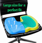 LuminaRest® Gel Enhanced Seat Cushion for Long Sitting | Premium CertiPUR-US® Certified Memory Foam | Non-Flattening Office Chair Cushion for Tailbone Pain Relief, Sciatica & Back Support – (Blue)