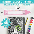Desk Name Tags for Classroom – 36 Student Name Plates for Classroom Kindergarten, Preschool, 1st, 2nd & 3rd Grade, 14.5 x 4in Teacher Nameplates for Student Desks, Crayon Nametags