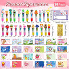 Pajean 24 Sets Valentine's Day Gifts for Classroom Exchange Cute 4-in-1 Multicolor Ballpoint Pens with Cards Valentines Party Favors School Students Prizes Bag Fillers Sweet Stationery Supplies
