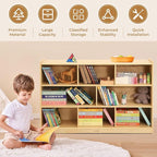 Bateso Toy Storage Organizer for Kids Room, Wooden Kids Bookshelf for Classroom, Cube Storage Organizer for Playroom, 8-Section Montessori Bookshelf & Toy Shelf for Nursery