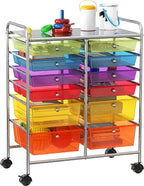 Simple Houseware Utility Cart with 12 Drawers Rolling Storage Art Craft Organizer, Multicolor