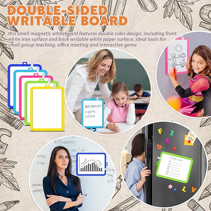 Outus 10 Pcs Dry Erase Mini White Boards Bulk 8.5 x 11'' Small Magnetic Whiteboard Double Sided Colored Writing Boards for Kids Students Locker Fridge(Colorful)