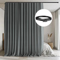 Room Divider Curtains with Flexible Ceiling Tracks Set,Blackout Curtain Ceiling Mount Curtain Track Privacy Room Dividers Ceiling Track Curtain Rod(Dark Grey Drape & Black rail W 15 × H 8 FT)