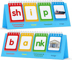 CVCC & CCVC Flip Charts, 40 Words Builder Phonic Games Freestanding Flip Chart Manipulative Spelling Toy Educational Learning Tool for Student Teacher School Supplies