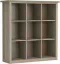 SIMPLIHOME Artisan Bookcase - 43 inch Tall 9-Cube Solid Wood Cube Organizer in Distressed Grey, Transitional Storage Bookcase for Living Room, Study Room or Office with Fixed Shelves and Tapered Legs