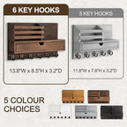 Lucundm Key Holder Wall Mount, Mail Holder with Storage Drawer and 6 Key Hooks for Coat, Dog Leash, Home Decor Rack, House Accessories, Entry Way Organizer