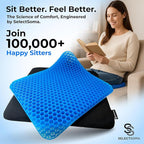 SelectSoma Double-Thick Gel Seat Cushion for Long Sitting Pressure Relief for Back, Sciatica, Coccyx, Tailbone Pain - Cushion for Office Chair, Wheelchair, Car & Truck, Patio Chairs - Egg Seat Pad