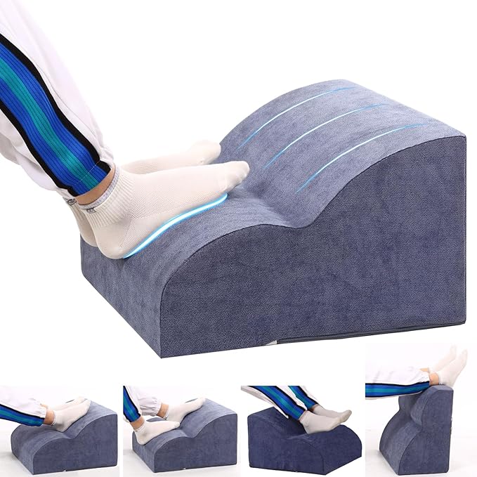 OpyTikar Foot Rest for Under Desk at Work.Multifunctional 3-Tier Foot Stool,with Washable Footrest.for Under Desk,Office Chair Gaming Chair & Sofa,Leg Elevation Pillow,Supports Posture-Light Blue