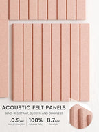 Bumusty Large Cork Board Alternative-36 x24 Felt Bulletin Board Tiles, with 30 Pushpins, 40 Adhesive Tabs, 6-Pack Slat Wall Paneling, Cork Boards for Office Push Pin Board Felt Board-Pink