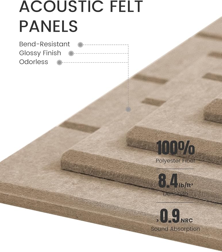 Fluxynara Felt Bulletin Board Tiles -28"x18" with 40 Adhesive Tabs, Cork Board Alternative for Office Decor, Push Pin Board Wall Organizer 6-Pack (Taupe)