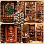 Book Nook Kit, Miniature House Kit, Miniature Kit, DIY Crafts for Adults, Book Repository,Wooden Miniature Library Bookend with LED Light, 3D Decorative Shelf Insert, Gift for Book Lovers (1PCS)