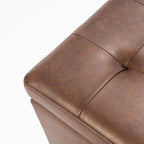 Asense 17 Inch Storage Ottoman Foot Rest,Square Faux Leather Foot Stool,Small Ottoman with Storage,Padded Seat for Entryway,Living Room,Bedroom,Couch,Under Desk,Rust Brown