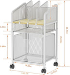 Rolling File Cabinet with Adjustable Dividers, Mobile Filing Cabinet with 2 Storage Drawers on Lockable Wheels, Hanging File Organizer Beside Under Desk for Office, Home, White（Patent Pending）