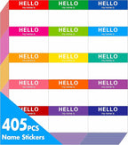 15 Colors 405 PCs Name Tag Sticker in for Themed Party School Office Home (3"x2" Each)