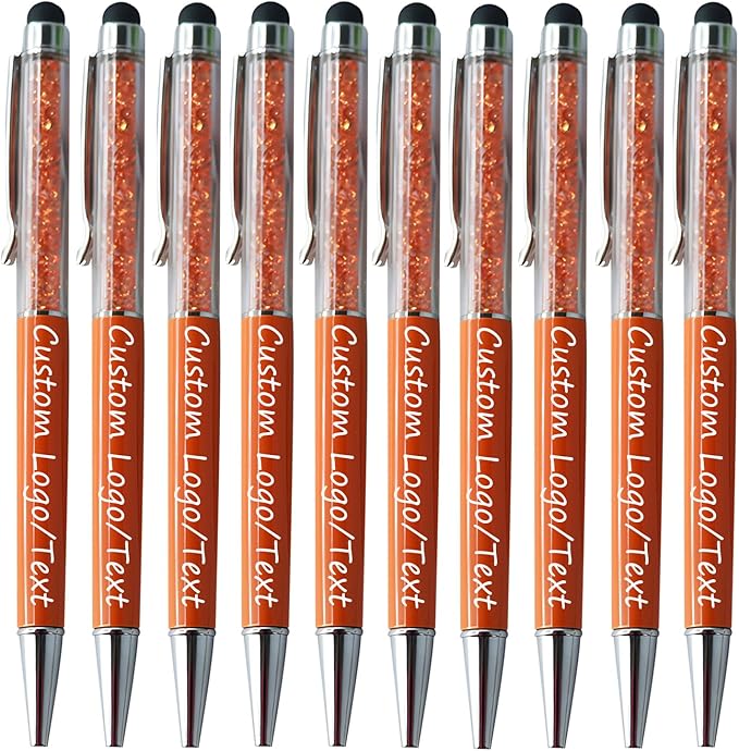 Yucold Customized Pens with Name/Logo - Touch Screen Stylus Ballpoint Pen, Perfect for Weddings, Business & Personalized Gifts (Orange,200)