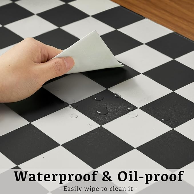 Ohocut Checkered Desk Mat, 31.5" x 15.7" Large Cute Black White Aesthetic Retro Accessoires, PU Leather Computer Laptop Desk Mat Mouse Keyboard Pad, Desk Writing Makeup Mat for Vanity/Work/Home Decor