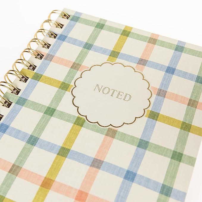 Graphique Plaid Hardbound Spiral Journal, 160 Ruled Pages Hard Cover Notebook, Diary, Lists, Record Month and Date, Premium Paper, 6” x 8”
