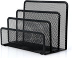 Anumit Desk Mail Organizer, File Holder Letter Sorter with 3 Vertical Upright Metal Mesh Compartments Document, Filing, Folders, Mail, Paper Organizer for Home or Office Desktop (1PCS)