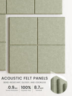 Bumusty Large Cork Board Alternative-47 x35 Felt Bulletin Board Tiles, with 30 Pushpins, 70 Adhesive Tabs, 12-Pack Slat Wall Paneling, Cork Boards for Office Push Pin Board Felt Board-Sage