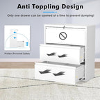 Pataku Metal Lateral File Cabinet with Lock, Steel Filing Cabinet 3 Drawer, Locking Office Home Wide Organization File Cabinets for Hanging Files Letter/Legal/F4/A4 Size, (White-3Drawer)
