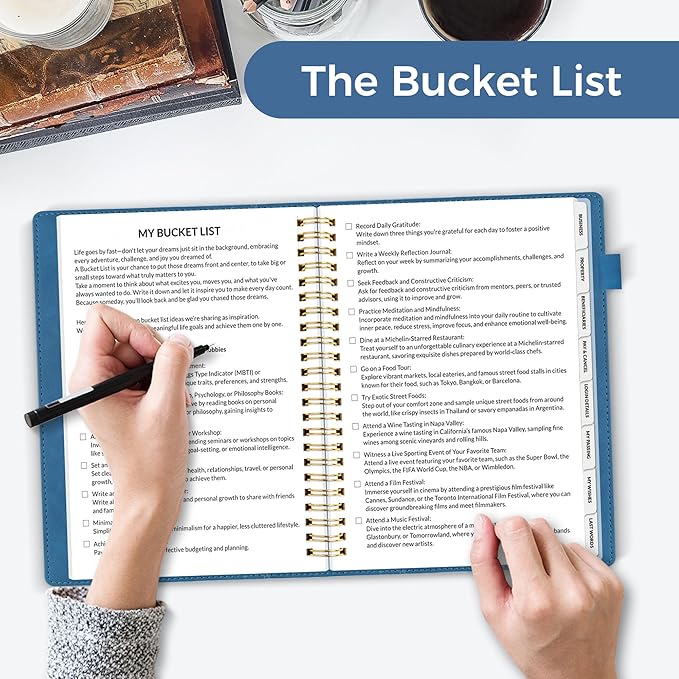 SUNEE End of Life Planner - I‘m Dead Now What Planner, Large Print Spiral-Bound Estate Organizer with Tabs for Seniors & Family. Covers Final Wishes, Passwords & Funeral Planning.A5 (6.4”x8.5“), Blue