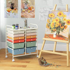 Giantex 12 Drawer Rolling Storage Cart Tools Scrapbook Paper Office School Organizer (Macaron)