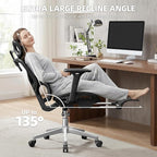 Opiesit Office Chair with 3D Adjustable Lumbar Support,Ergonomic Computer Chair,Adjustable Headrest and Armrests, 400lbs Capacity,Tilt-Swivel,Premium Mesh Desk Chair for Office,Home & Gaming (Black)