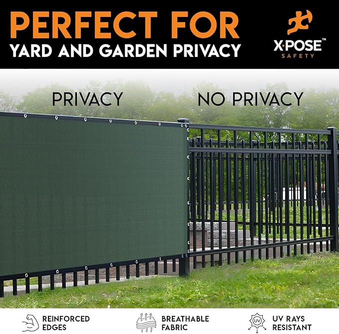 Xpose Safety Privacy Fence Screen 6’ x 50’ – Heavy Duty Green Mesh with 90% Visibility Block, UV Protection – for Garden, Yard, Nursery, Kennel, Dog Run, Greenhouse