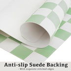 Ohocut Checkered Desk Mat, 31.5" x 15.7" Large Cute Sage Green Aesthetic Retro Accessories PU Leather Computer Laptop Desk Mat, Mouse Keyboard Pad, Desk Writing Makeup Mat for Vanity/Work/Home Decor