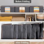 Lifewit 4 Pack Clothes Storage Bag, Foldable Storage Bin Closet Organizer with Reinforced Handle, Sturdy Fabric Blanket Storage with Clear Window, Storage Containers for Clothing, Bedding, Gray