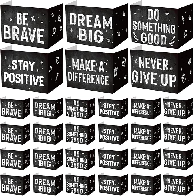 Honoson 24 Pcs Bulk Inspirational Privacy Folders for Students Cardboard Test Privacy Boards Motivational Words Desk Dividers Shield for Classroom School Study Supplies, 6 Styles(Monochromatic)