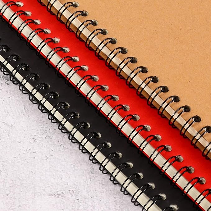Custom Spiral Notebook - Upload Your Own Photo/Logo/Text, Set of 4 Personalized Journals, A5 Kraft Soft Cover, 120 Pages, 8.4 x 5.8 Inch, Customizable Notebooks for Gifts, Office or Business, Black