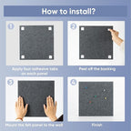 VUSIGN Large Cork Board for Wall 47"x35", 12 Pack Bulletin Board, Felt Wall Tiles with Adhesive Tabs and Push Pins, Push Pin Board for Office, School, Home, Grey