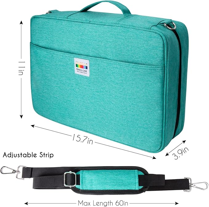 YOUSHARES Big Capacity Colored Pencil Case - 480 Slots large Pen Case Organizer with Multilayer Holder for Prismacolor Colored Pencils & Gel Pen (Green)