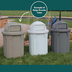 Sturdy Essentials 32 Gallon Square Slatted 100% Recycled Plastic Heavy Duty Outdoor Commercial Trash Can with Swing Top Lid | Great for Schools and Businesses - Beige Granite