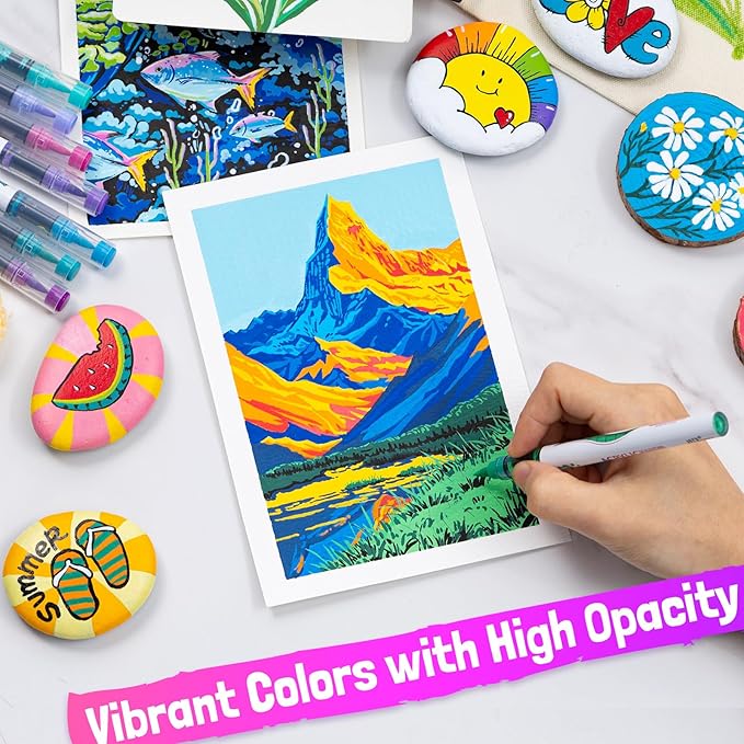 LET'S RESIN PAINT136 Colors Acrylic Paint Markers Direct Liquid,Brush Tip Acrylic Paint Pens for Coloring,Water-Based Acrylic Markers for Drawing,Painting,Canvas,Art Supplies,Craft