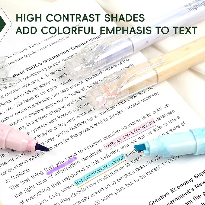 Techjob Aesthetic Highlighters 6 Pack Dual Tips,Double Line Highlighters Assorted Colors, Home and Office Use, Teacher Supplies, Ideal Highlighter for Organizing and Coloring
