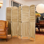 Room Partitions and Dividers, 68.9 Inch Temporary Wall with Double Hinges, Wooden Louver & MDF Stable Screens for Home Office Bedroom Coffeehouse Decoration (6 Panels, Wood Color)