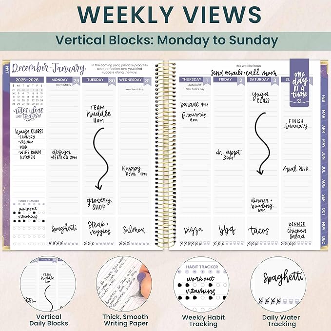 bloom daily planners 2026 Hardcover Calendar Year Goal & Vision Planner (January to December) - Monthly & Weekly Agenda Organizer - 7.5" x 9" - Good Things Are Coming