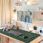 iCasso Desk Mat for Keyboard and Mouse, Large Mouse Pad, Desk Pad Mat, Anti-Slip Big Mousepad with Stitched Edges for Computer Desktop(Deep Green)