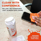 WHOOSH! Screen Shine 90 Count Touch Screen Cleaner Wipes for Car, OLED, TV, Eyeglasses, Laptop – Lint-Free, Non-Abrasive Wipes – Streak-Free Finish – Non-Toxic & Odorless – Microsuede Cloth Included