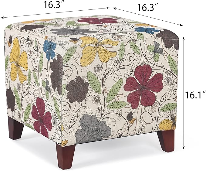 Edeco Ottoman with Square Cube Design, 16 Inch Footstools and Ottomans Small, Large Load Capacity, Square Foot Rest Ottoman for Living Room