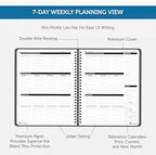 Planner Pad Spiral Bound January-December 2026/ Calendar Year 6 3/4" x 8 1/2" Medium 3-Tier Funnel Down 12 Month Organizer, Black Cover/Black Ink