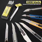 Gomake 100pcs Knife Replacement Blades, 30 Degree Carbon Steel 9mm Snap Off Blades for Retractable Cutting Knives, Hobby, Craft Knife, Box Cutter