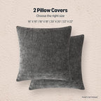 Amazon Basics Chenille Throw Pillow Covers, Home Decor Cushion Cover for Bedroom Living Room Couch Bed, 22" W × 22" L, Dark Gray