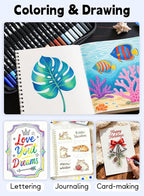 AEDAGA 100 Colors Numbered Dual Tip Brush Pens with Free App, Fine and Brush Tips Pens for Adults, Coloring Markers for Coloring Book Bullet Journaling Note Taking Planner Hand Lettering