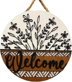 Wood front door sign Wood sign Home decor Welcome sign Sign for front door House warming gift Wedding gift (Wildflower 2.0-DS033(NB) P002, 15" Width)
