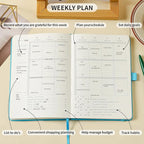 Crein Lynh 2025-2027 Premium Planner, Weekly & Monthly Calendar Planner with Budget & Goal Setting, January 2025 – December 2027, Tabs, Inner Pocket, Daily Journal Organizer for Women, A5, Blue