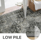 GENIMO 2x6 Runner Rugs for Hallway, Machine Washable Non Slip Vintage Rugs, Low Pile Lightweight Soft Print Rug for enrtyway, Corridor, Home Office, Kitchen, Charcoal Gray